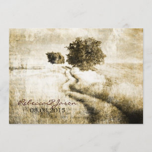 Rustic country Road western outdoor wedding Invitation