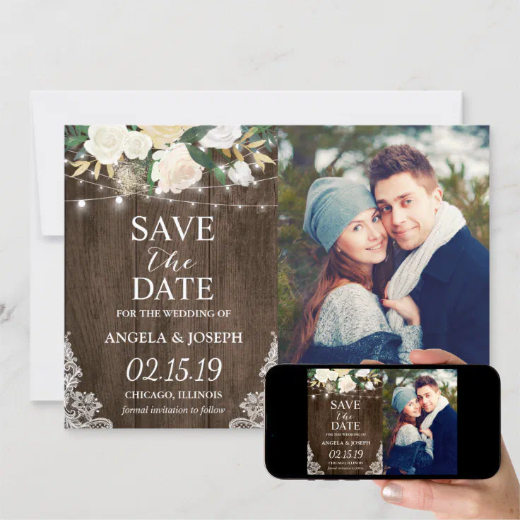 Rustic Country Romantic Chic Save the Date Photo | Zazzle