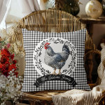 Rustic Country Rooster Chicken BW Gingham Checks Throw Pillow<br><div class="desc">Introducing our charming Rustic Country Rooster Chicken in Wreath on Black and White Gingham Checks design! Bring a touch of rustic elegance to your home with this delightful piece that perfectly blends farmhouse charm with classic style. Crafted with meticulous attention to detail, our design features a proud rooster nestled within...</div>