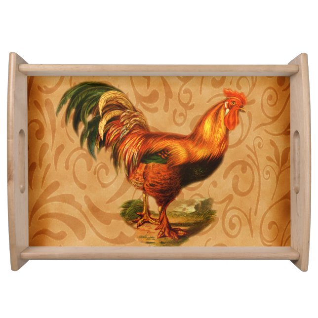 Rustic Country Rooster Kitchen Serving Tray (Front)