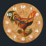Rustic Country Rooster Ornate Kitchen Large Clock<br><div class="desc">Vintage Rooster Kitchen clock.</div>