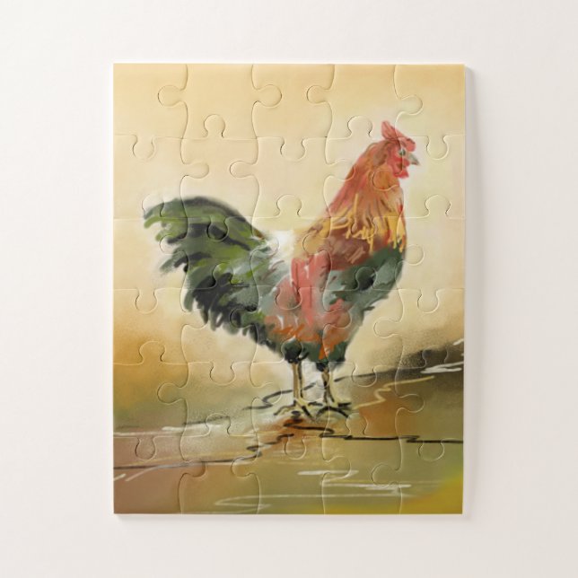 Rustic Country Rooster Painting Jigsaw Puzzle (Vertical)