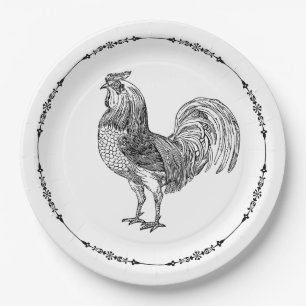 Rustic Country Rooster Paper Plates