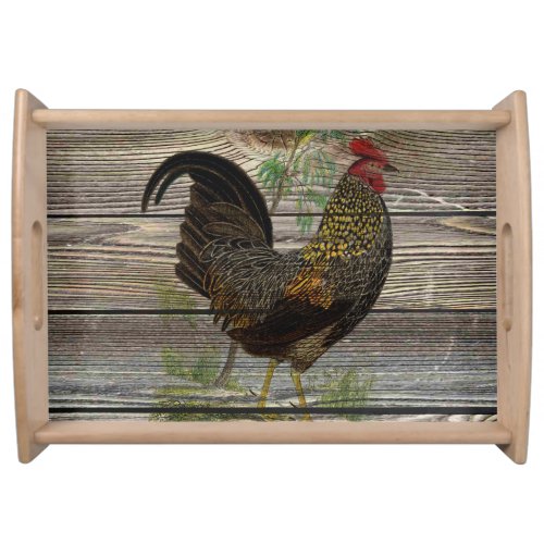 Rustic Country Rooster Stylish and Vintage Design Serving Tray