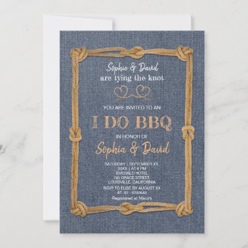 Rustic Country Rope We Tying The Knot I DO BBQ Invitation