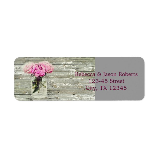 rustic country rose mason jar wedding label (Front)
