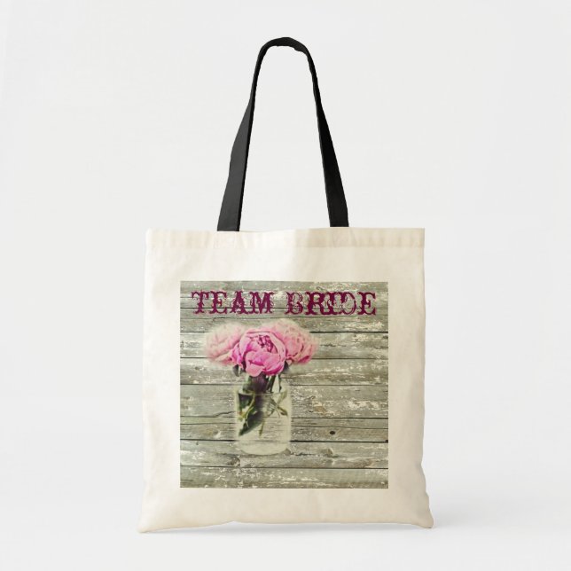 rustic country rose mason jar wedding tote bag (Front)