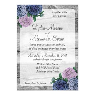 Rustic Country Roses Barn Wood Wedding Invitation