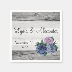 Rustic Country Roses Barn Wood Wedding Paper Napkins