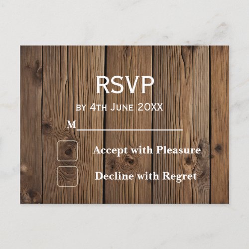 Rustic Country RSVP card wedding lace wood