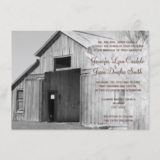 Rustic Country Rural Barn Wedding Invitations