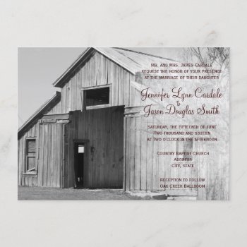 Rustic Country Rural Barn Wedding Invitations by RusticCountryWedding at Zazzle