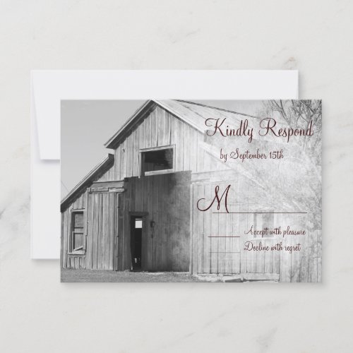 Rustic Country Rural Barn Wedding RSVP Cards