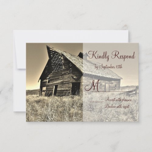 Rustic Country Rural Barn Wedding RSVP Cards