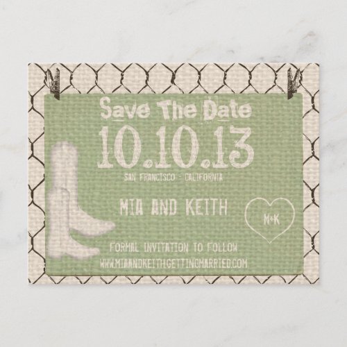 Rustic Country Save The Date Announcement Postcard