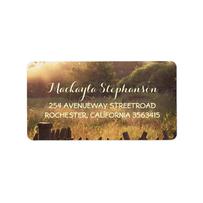Rustic country scene wedding label | Zazzle.com