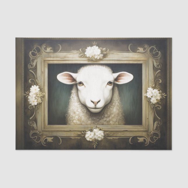Rustic Country Sheep Lamb Decoupage Tissue Paper (Front)