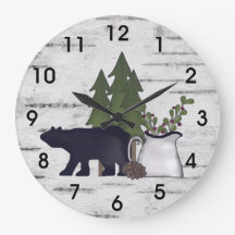 Rustic Country Silhouette Bear and Trees on Birch