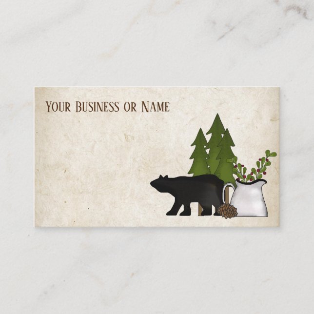 Rustic Country Silhouette Bear Business Card (Front)