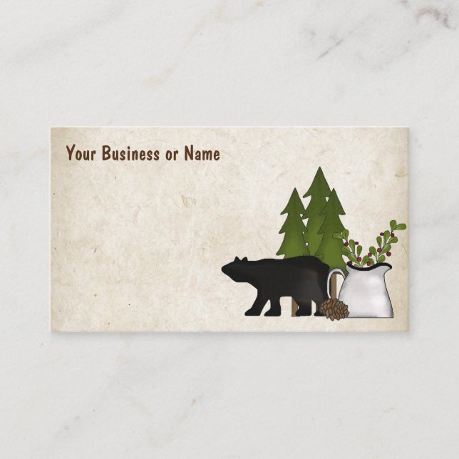 Rustic Country Silhouette Bear Business Card (Front)