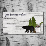 Rustic Country Silhouette Bear On Birch Tree Bark Business Card at Zazzle