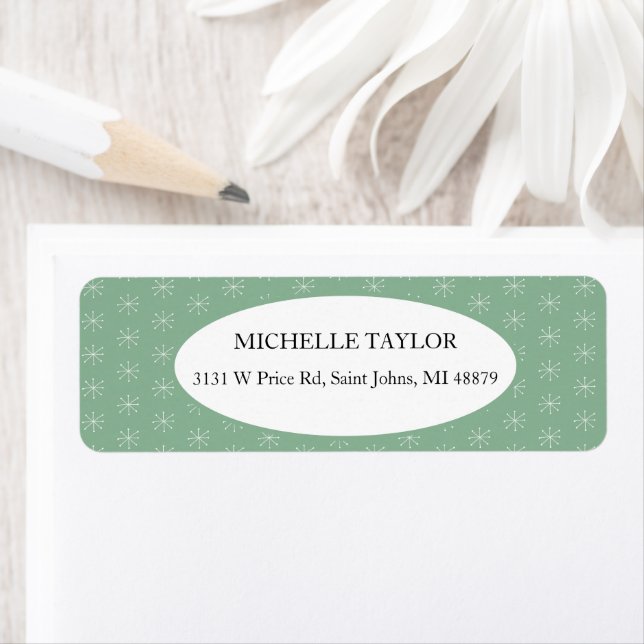 Rustic Country Snow On Green Label (Insitu)