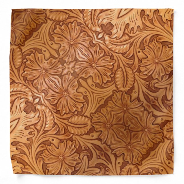 Rustic country southwest style western leather bandana (Front)