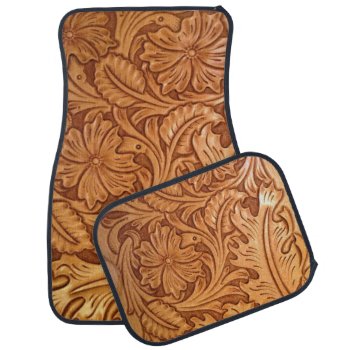 Rustic Country Southwest Style Western Leather Car Floor Mat by WhenWestMeetEast at Zazzle