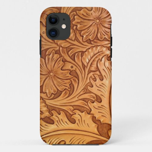 Rustic country southwest style western leather iPhone 11 case