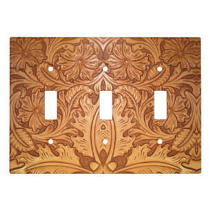 Rustic country southwest style western leather light switch cover