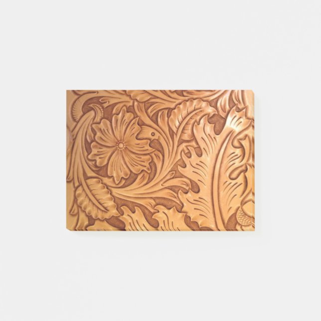 Rustic country southwest style western leather post-it notes (Front)