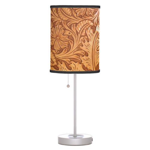 Rustic country southwest style western leather table lamp