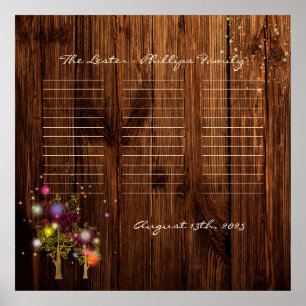 Rustic Country Spiral Trees Wedding Poster