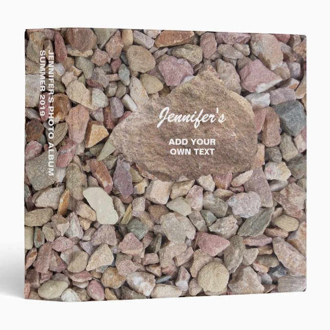Rustic country stones pebbles pattern personal 3 ring binder (Front/Spine)