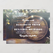 Rustic Country String Lights Baby's Breath Wedding Invitation (Front/Back)