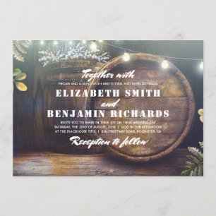 Rustic Country String Lights Baby's Breath Wedding Invitation
