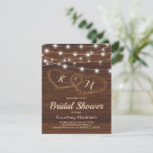 Rustic Country String Lights Bridal Shower Invitation (Standing Front)