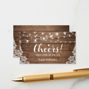 Rustic Country String Lights Drink Ticket Voucher Enclosure Card