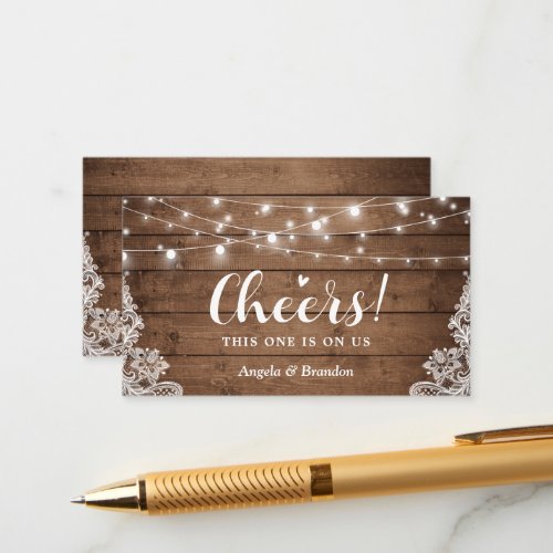 Rustic Country String Lights Drink Ticket Voucher Enclosure Card