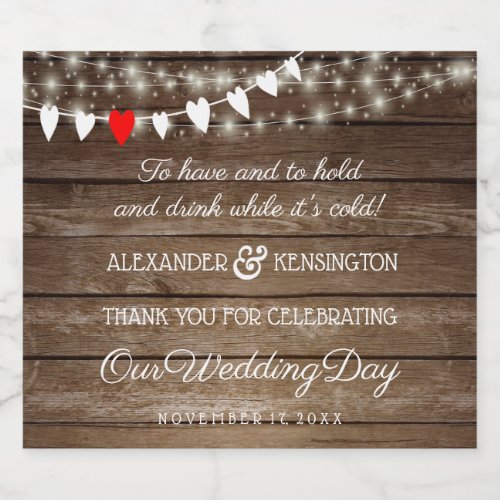 Rustic Country String Of Lights Barn Wedding Beer Bottle Label