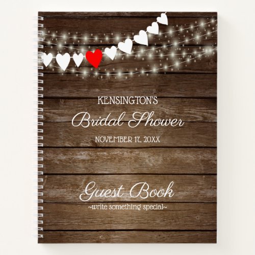 Rustic Country String Of Lights Guest Book 