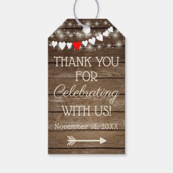 Rustic Country String Of Lights On Barn Wood Gift Tags by hungaricanprincess at Zazzle