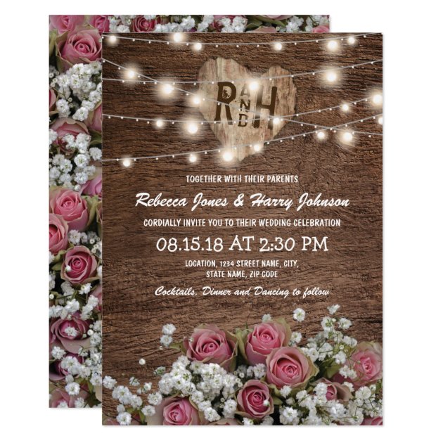 Rustic Country String Of Lights Wedding Invitation