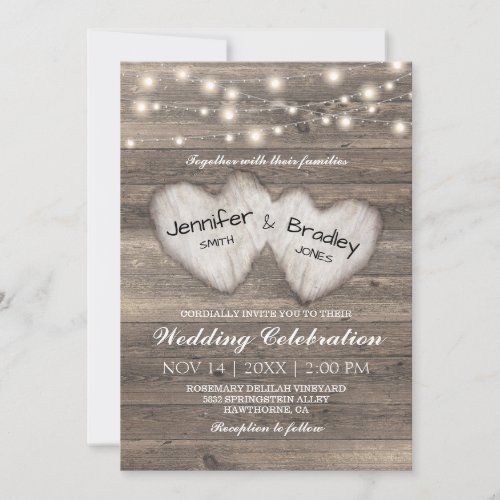 Rustic Country String of Lights Wedding Invitation
