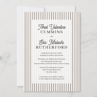 Rustic Country-Style Brown Pinstripe Couple-Hosted Invitation