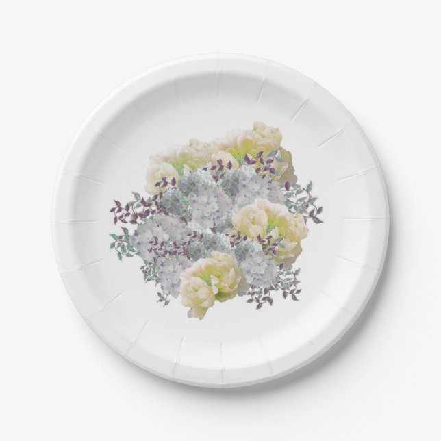 Rustic Country Style Flowers Paper Plates (Front)
