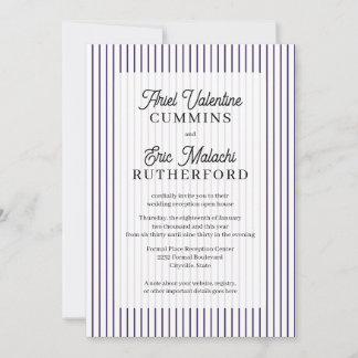 Rustic Country-Style Purple Pinstripe Couple-Host Invitation