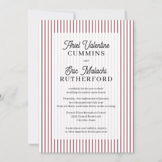 Rustic Country-Style Red Pinstripe Couple-Hosted Invitation
