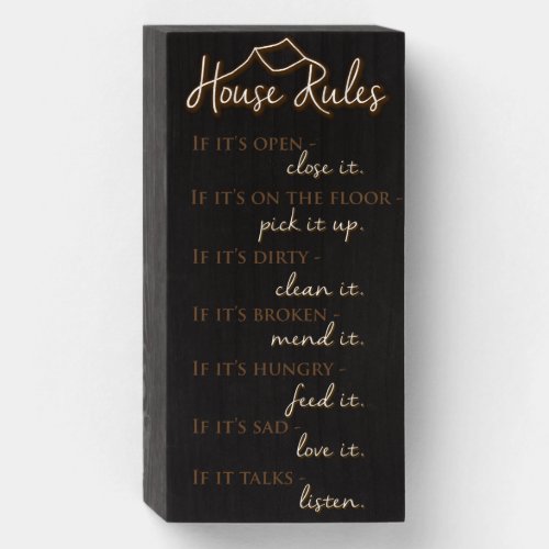 Rustic Country Style Retro House Rules of Kindness Wooden Box Sign