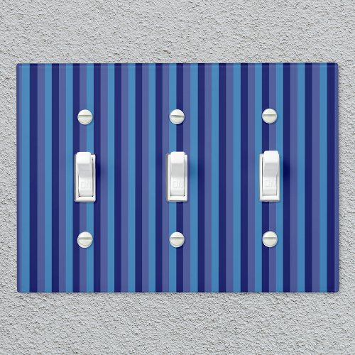 Rustic Country_Style Thin Blue Stripes Light Switch Cover